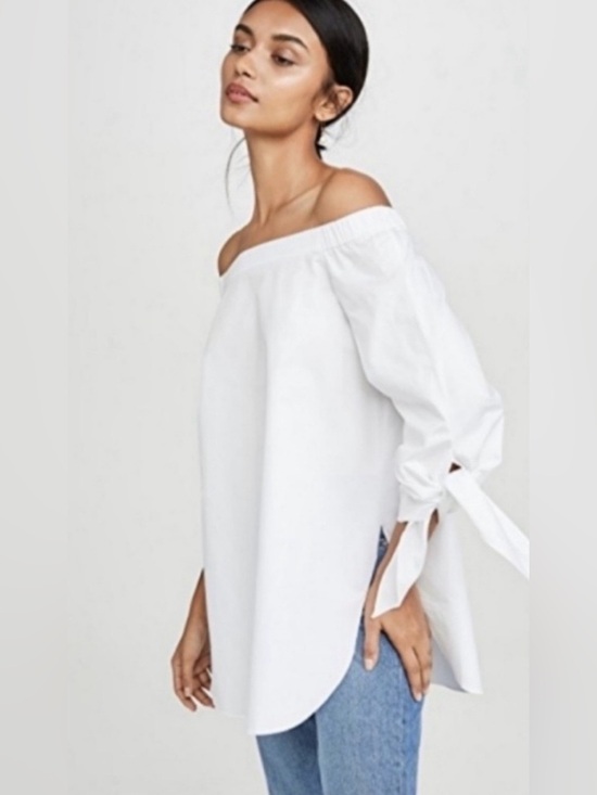 Tibi Tops - Tibi Off The Shoulder White Top Blouse Cotton Long Sleeve Sz 4